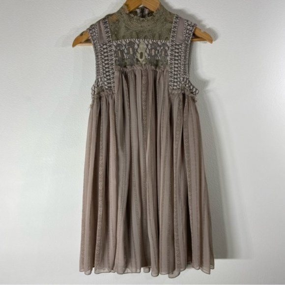 Free People Dresses & Skirts - Free People Babylon Babydoll Penny Georgette Lace Chiffon Mini Dress. Size XS